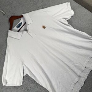 Polo Ralph Lauren Pique Polo Shirt Mens 4XLT TALL White PRL Gold Crest
